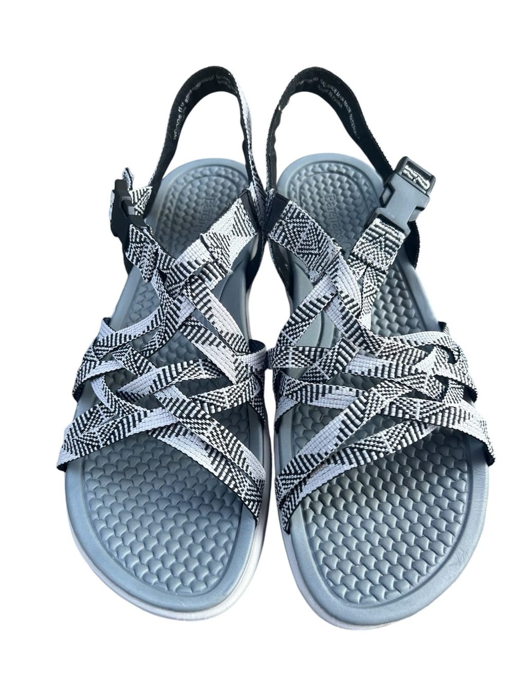BareTraps Women's Black & White Strappy Sandals